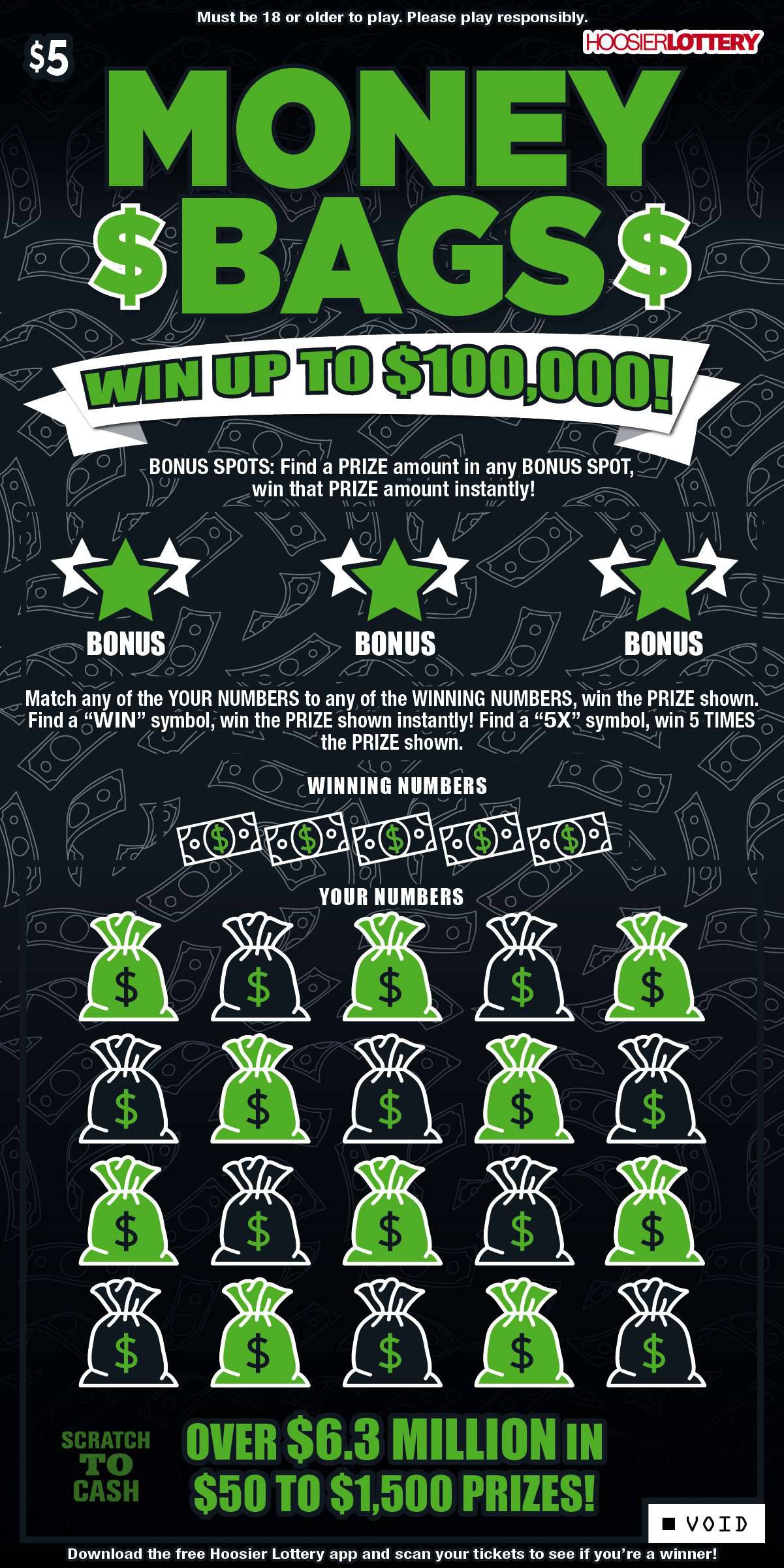 2452 MONEY BAGS Hoosier Lottery