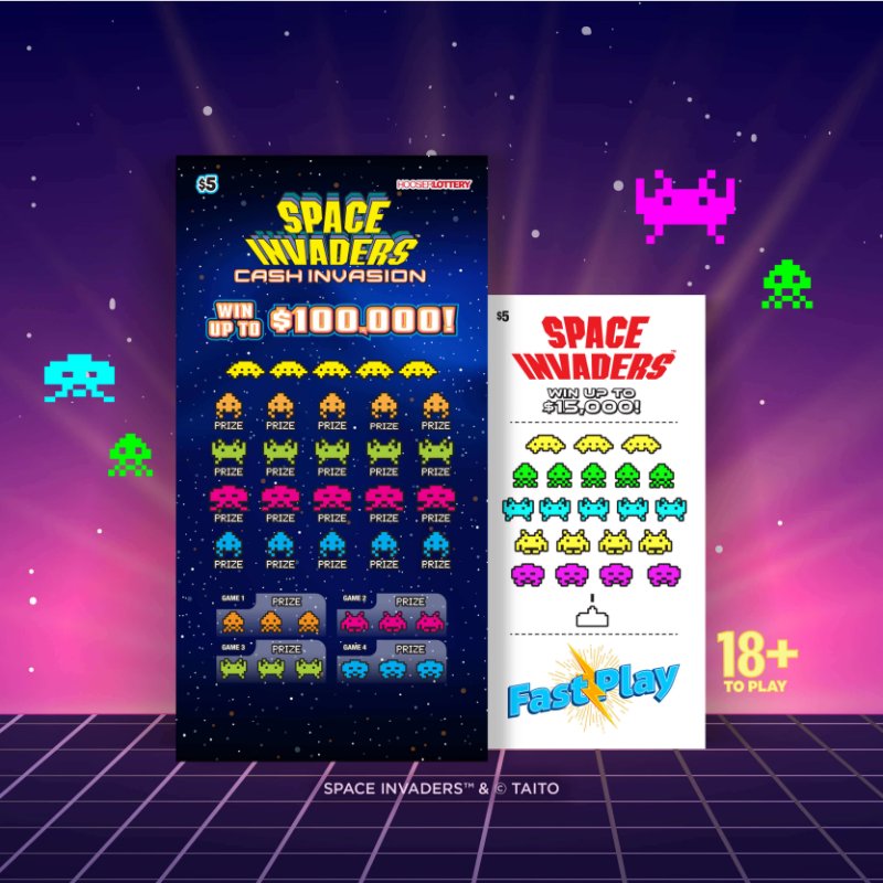 New SPACE INVADERS™ Scratch-off and Fast Play Games