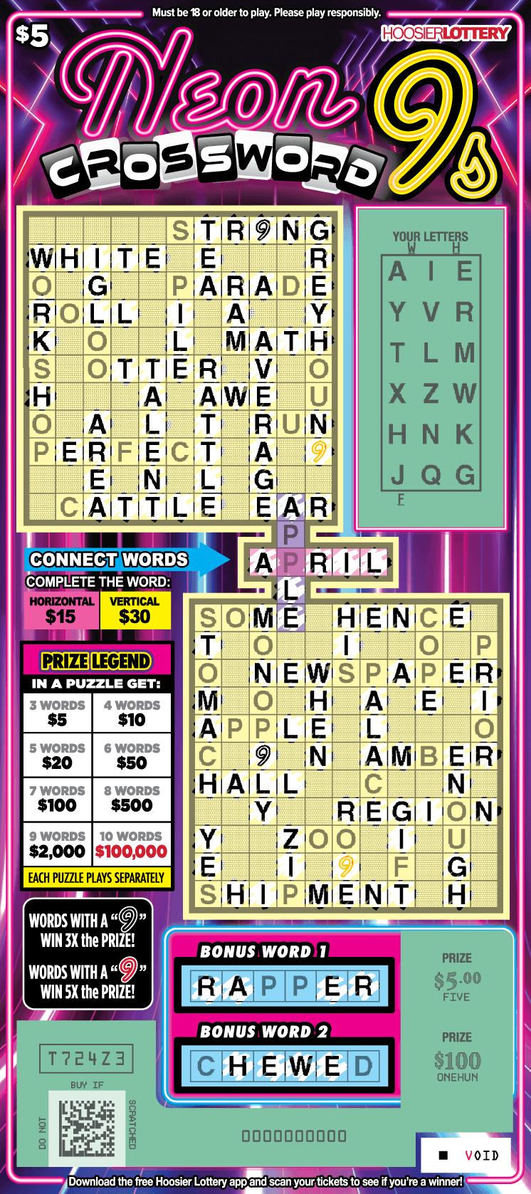 NEON 9S CROSSWORD
