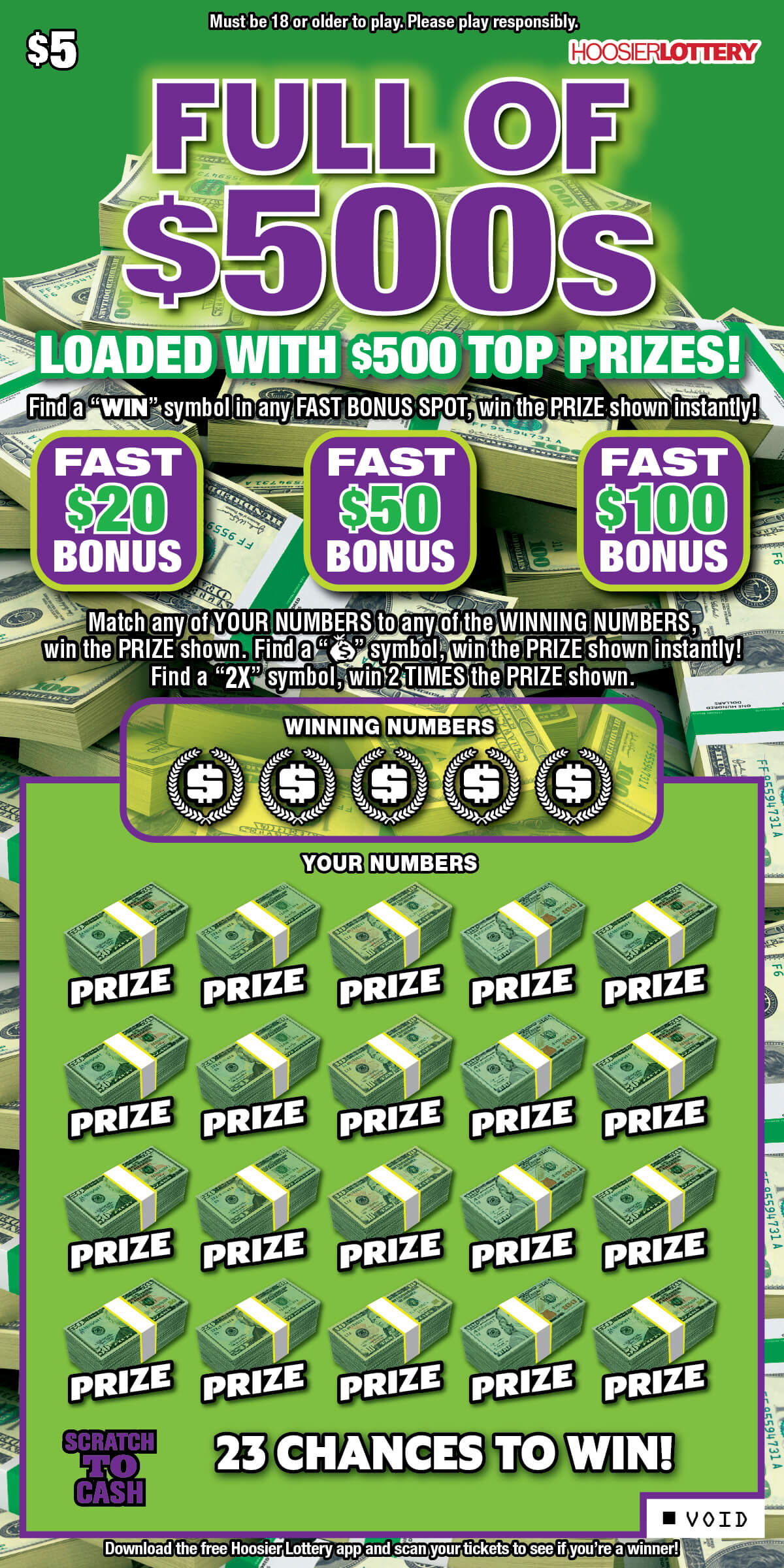 2502 - Full Of $500s - Hoosier Lottery