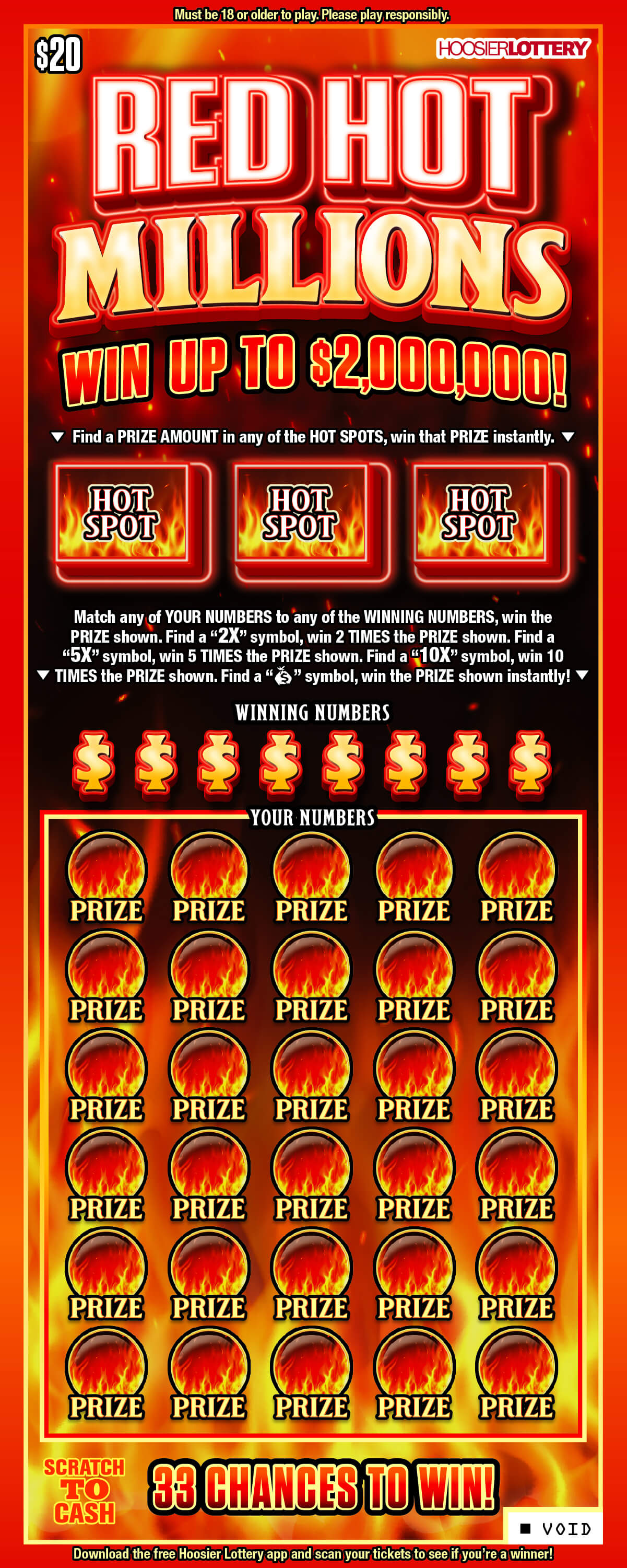 2478 - Red Hot Millions - Hoosier Lottery